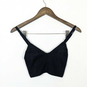 FREE PEOPLE Black Knit You Wanna Brami Bralette